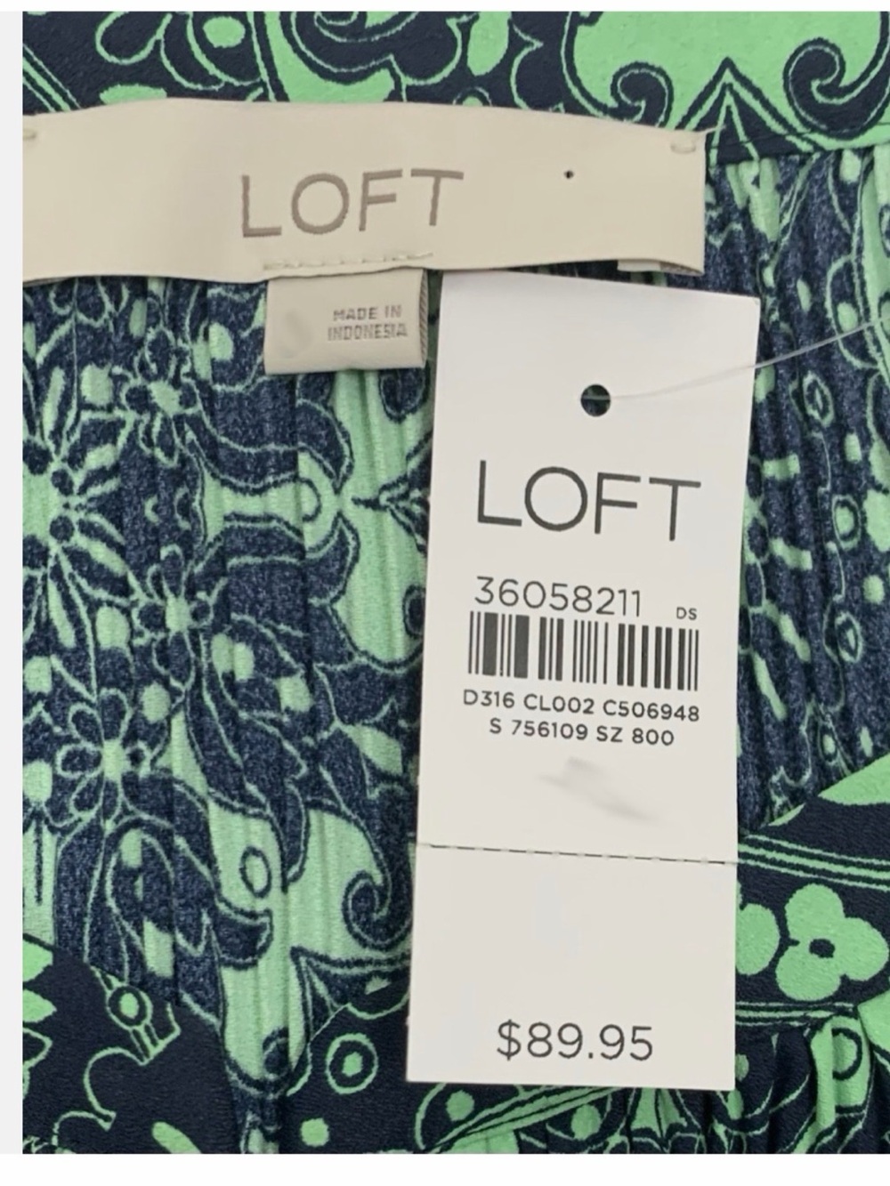 🩷 LOFT Women Med Mini Swing shift Dress Accordion Pleat Green Blue Shift 🩷 - Picture 9 of 9